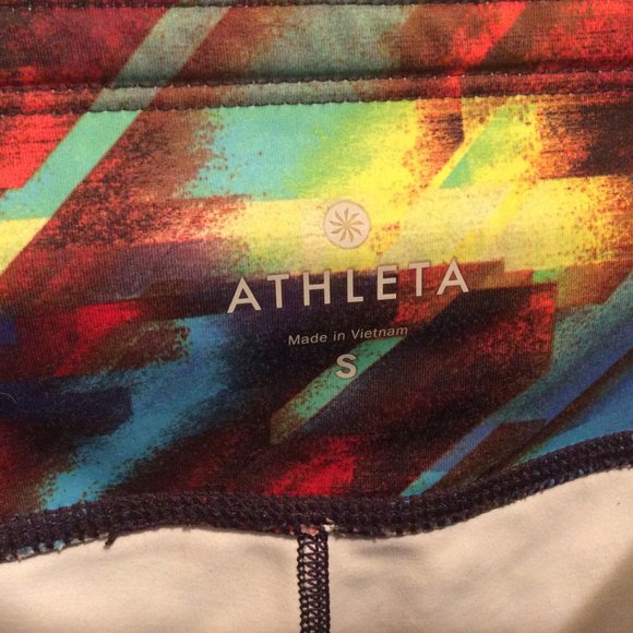 Athleta Colorburst Sonar Tight Leggings S Blue Red Orange Yellow Purple - Picture 11 of 11